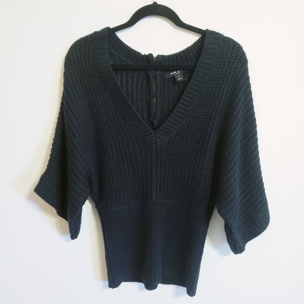 Nine West V-Neck Sweater W/Zipper Detail..S